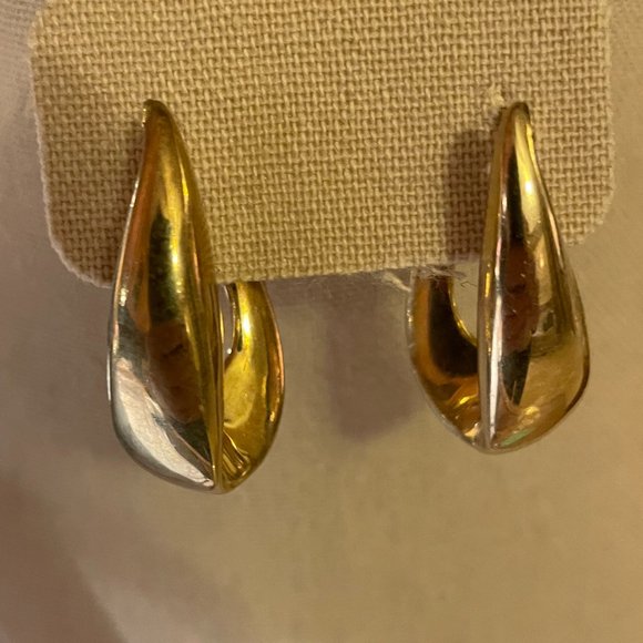 925 Italy Jewelry - Gold Swirled Hoop Earrings 925 Sterling Silver